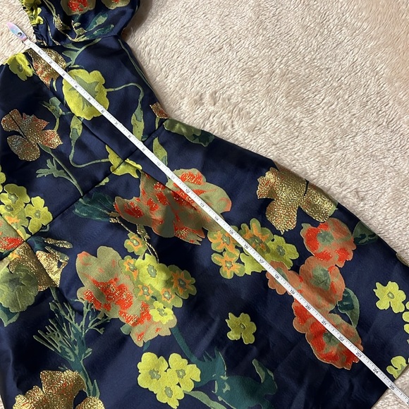 LULU’S “So Stunning Navy Blue Floral Jacquard Puff Sleeve Mini Dress” - Picture 13 of 16